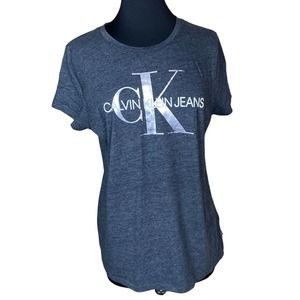 Calvin Klein Logo Tee Gray Size XL 0558